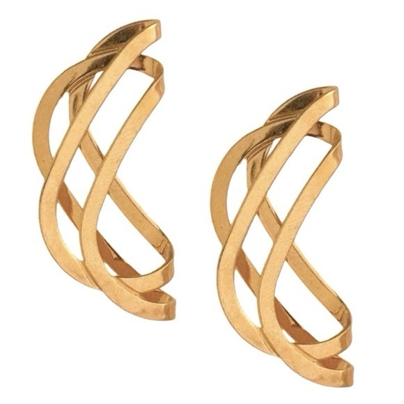 ANTHROPOLOGIE • Gold Ribbon Swirl Drop Earrings - Picture 1 of 3